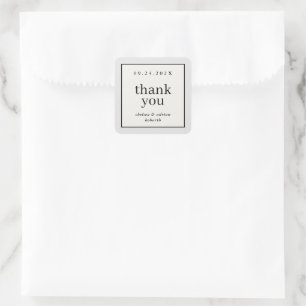 Neutral Border Simple Wedding Favour Square Sticker