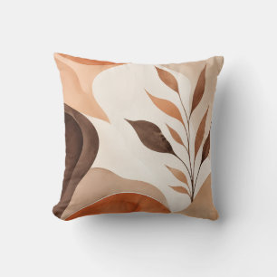 Neutral Botanical Abstract Throw Pillow