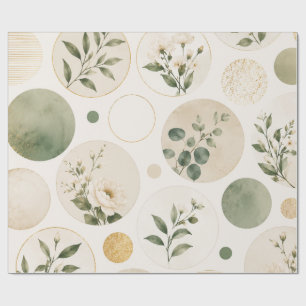 Neutral Botanical Circle Pattern Wrapping Paper