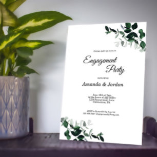 Neutral Botanical Engagement Party Invitation