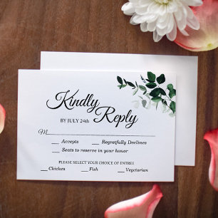 Neutral Botanical Response Card with meal choice