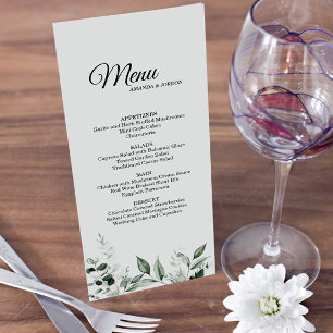 Neutral Botanical Wedding Menu