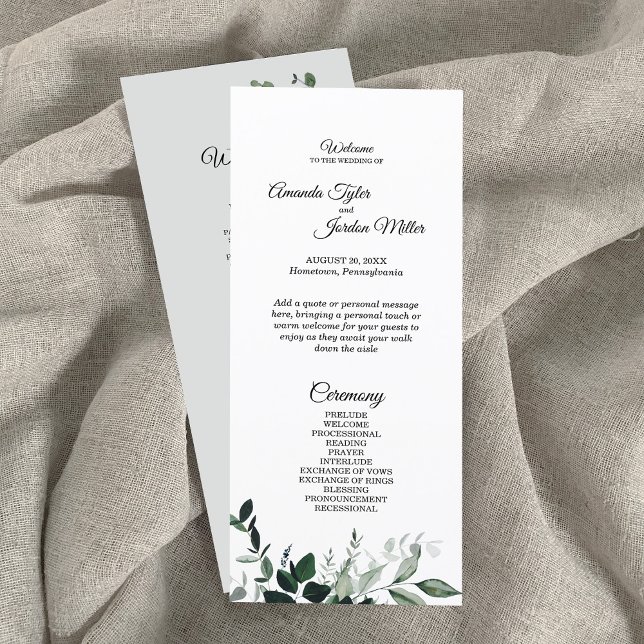 Neutral Botanical Wedding Program (Creator Uploaded)