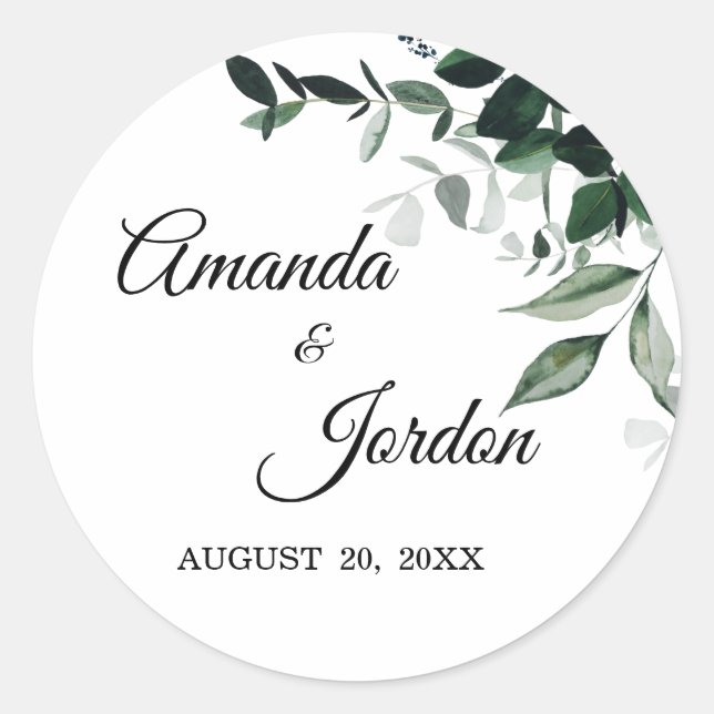 Neutral Botanical Wedding Stickers (Front)