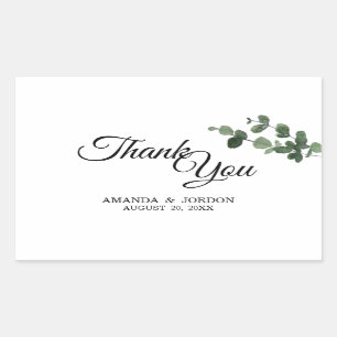 Neutral Botanical Wedding Thank You Rectangular Sticker