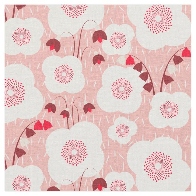 Neutral Botanicals - Poppies pink Fabric (Close Up)