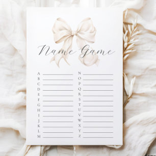 Neutral Bow Baby Shower Name Game