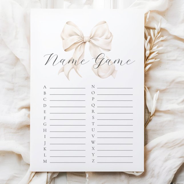 Neutral Bow Baby Shower Name Game (Creator Uploaded)