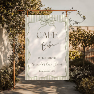 Neutral Bow Cafe Bebe Coffee Baby Shower Welcome Poster