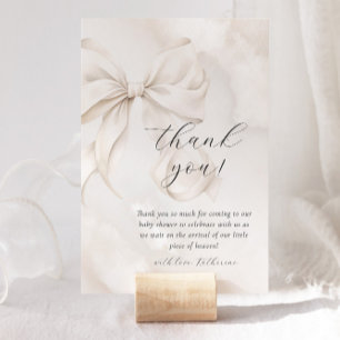 Neutral Bow Cloud Nine Baby Shower Thank You Card