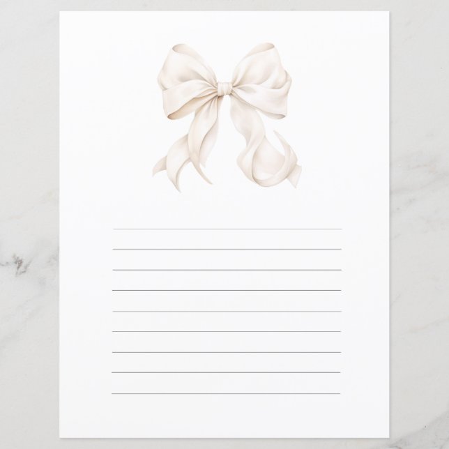Neutral Bow Stationery Note Card (Front)