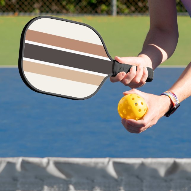 Neutral Brown and Beige Stripes  Pickleball Paddle (Insitu)