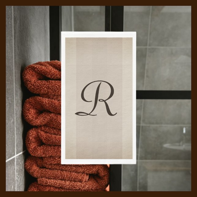 Neutral Brown and Tan Textured Monogrammed  Napkin (Creator Uploaded)