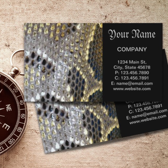 neutral brown beige animal print snake skin business card (neutral brown beige animal print snake skin business card)