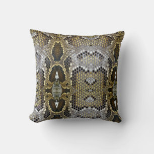 neutral brown beige animal print snake skin cushion