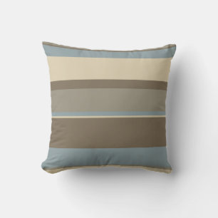 Neutral Brown/Blue Stripes Cushion