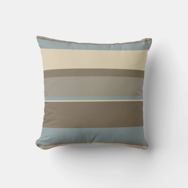 Neutral Brown/Blue Stripes Cushion (Front)
