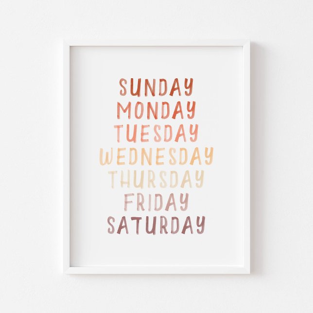 Neutral brown educational days of week poster (Creator Uploaded)