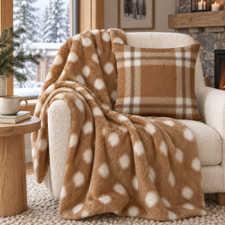 Neutral Brown Plaid Nordic Throw Pillow
