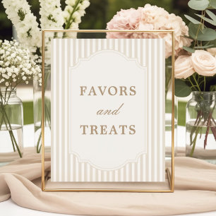 Neutral Brown Stripe Horse Favours & Treats Sign