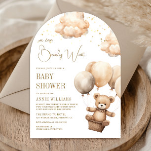 Neutral Brown Teddy Bear Balloons Arch Baby Shower Invitation