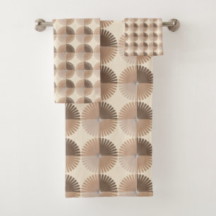 Neutral Browns Boho Pattern Minimalist  Bath Towel Set