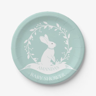 Neutral  Bunny  Baby Shower 7" Plate