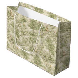 Neutral Bunny Bear Picnic Floral Garden (1) Large Gift Bag
