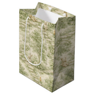 Neutral Bunny Bear Picnic Floral Garden (1) Medium Gift Bag