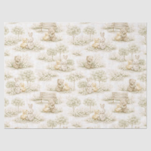 Neutral Bunny Bear Picnic Floral Garden (2) Tissue Paper