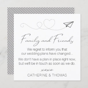Neutral Change of Plans - Wedding Postponed Note Invitation