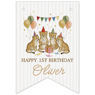 Neutral Cheetah Birthday Wild Safari Bunting