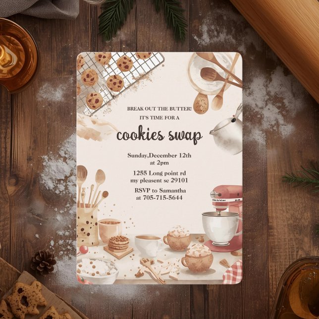 “Neutral Christmas Cookie Swap Invitation (Creator Uploaded)