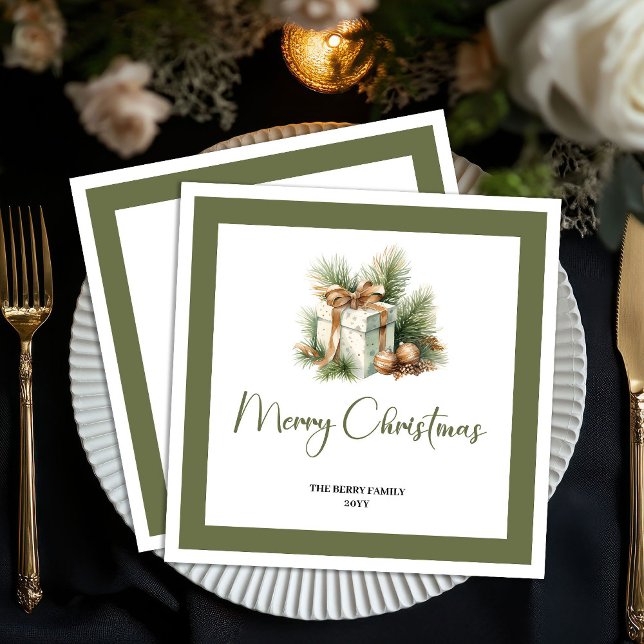 Neutral Christmas Gift Personalized Family Napkins (Neutral Christmas Gift Personalized Family Napkins)
