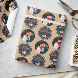 Neutral Christmas Photo Wrapping Paper and Message