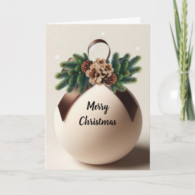 Neutral Christmas Velvet and Burlap Decor  Holiday Card (Front)