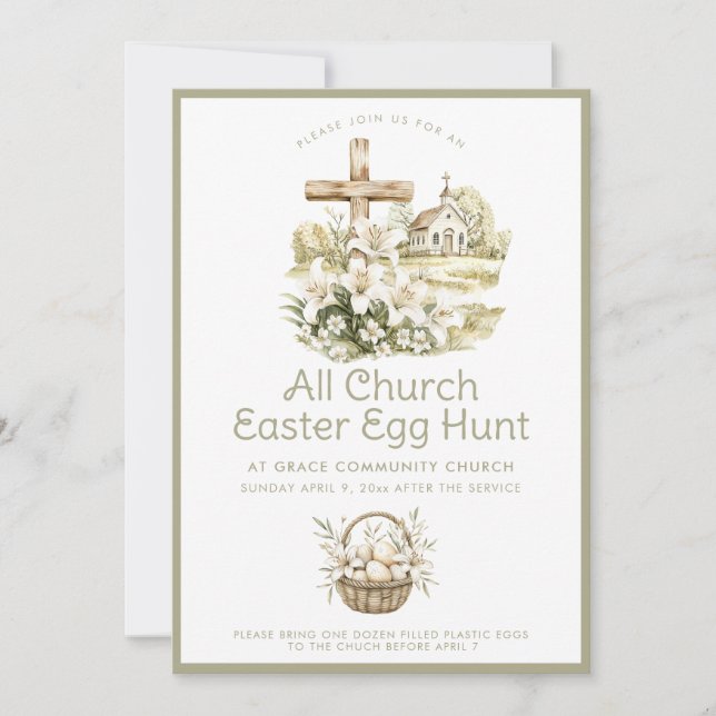Neutral Church Easter Egg Hunt Invitation (Front)
