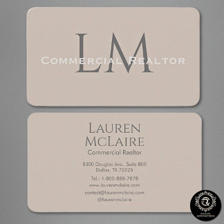 Neutral Classic Taupe Monogram Business Card