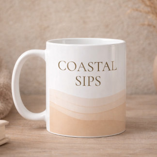 Neutral Coastal Sips Classic Mug, 11 oz Coffee Mug