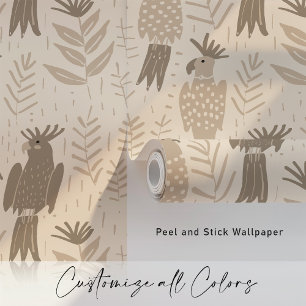 Neutral Cockatoo Tropical Wallpaper