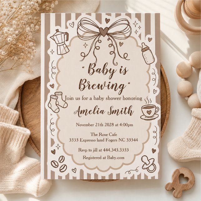 Neutral Coffee Baby Shower Invitation (Creator Uploaded)