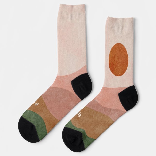Neutral colors Boho Sunset on four layers Socks (Left)