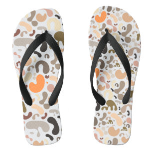 Neutral Colour Abstract Rounded Shape Pattern Thongs