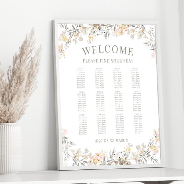 Neutral Colour Floral Fall Wedding Seating Chart (Creator Uploaded)
