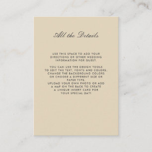 Neutral colour FLORAL WEDDING Details Directions Enclosure Card