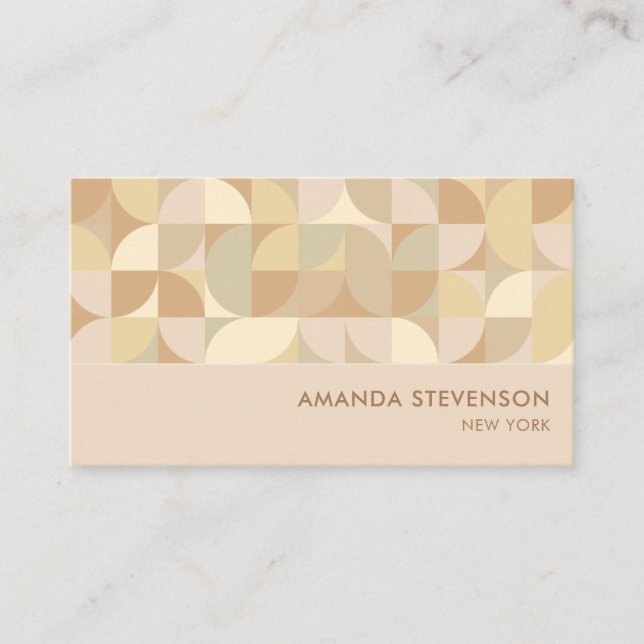 Neutral colour geometric pattern business card (Front)