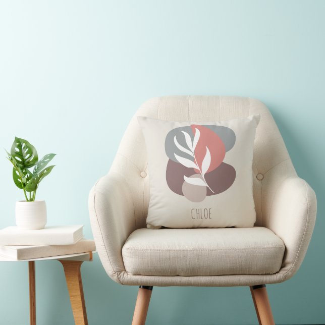 Neutral Colour Leaf Boho Rosettes Background Cushion (Chair)