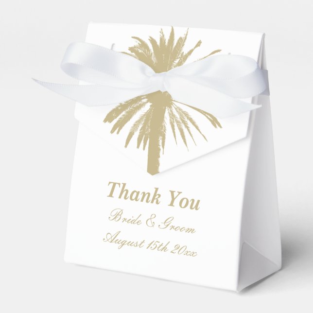 Neutral colour palette style beach wedding party favour box (Front Side)