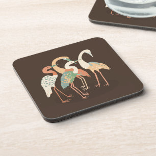 Neutral Colour Pop Art Cranes Coaster