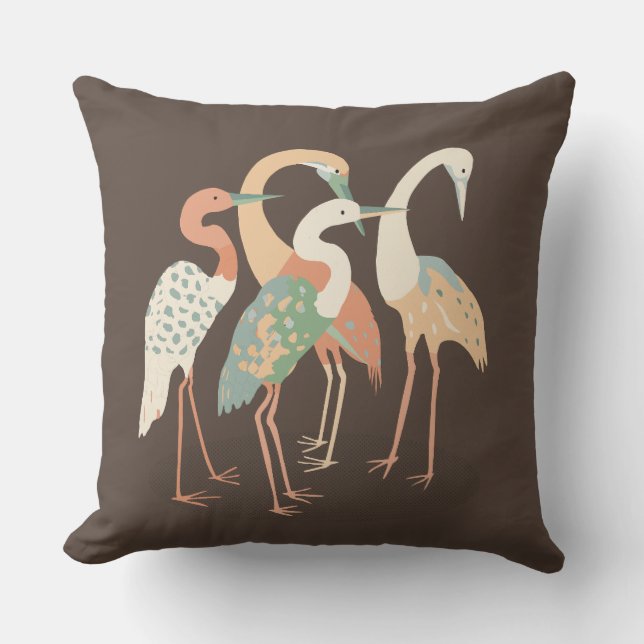 Neutral Colour Pop Art Cranes   Cushion (Front)
